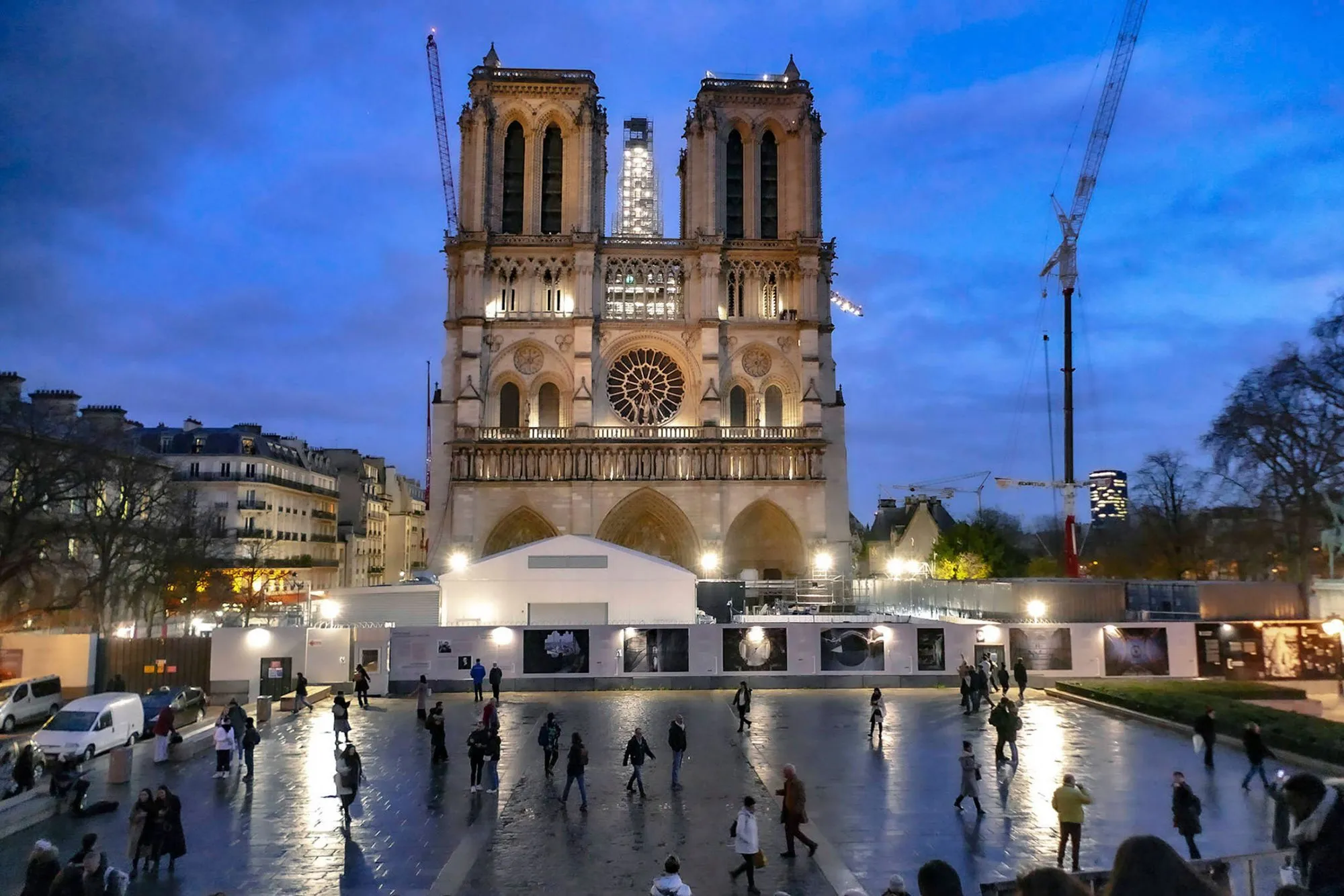 Notre Dame during reconstruction with moisture sensors from Tector